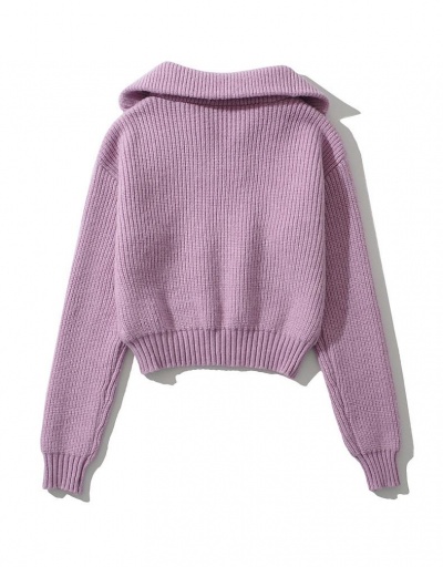 Replica Warm Solid Zip Turn-Down Collar Sweater Long Sleeve Turndown Collar #795023 $44.40 USD for Wholesale