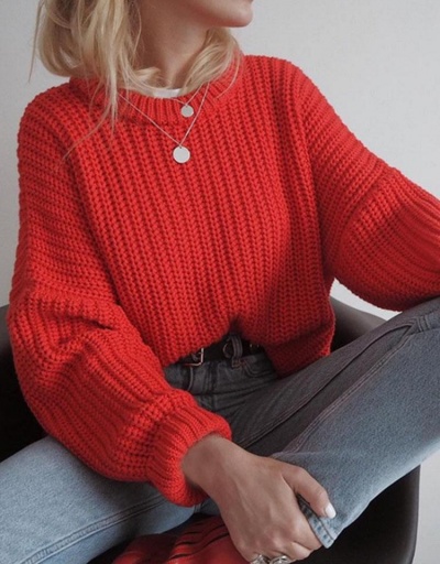 Replica Solid Color New Arrival Pullover Sweater For Women Long Sleeve Crew Neck #795027 $21.63 USD for Wholesale