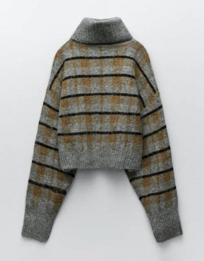 Replica Turtle Neck Contrast Color Striped Pullover Sweater  Long Sleeve Turtle/High Neck #795029 $43.89 USD for Wholesale