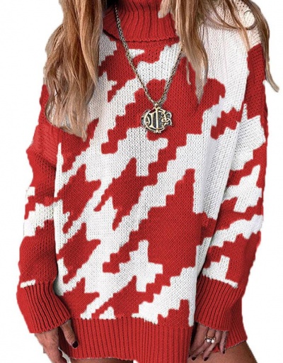 Replica Contrast Color High Neck Winter Knitted Sweater Long Sleeve Turtle/High Neck #795031 $29.71 USD for Wholesale