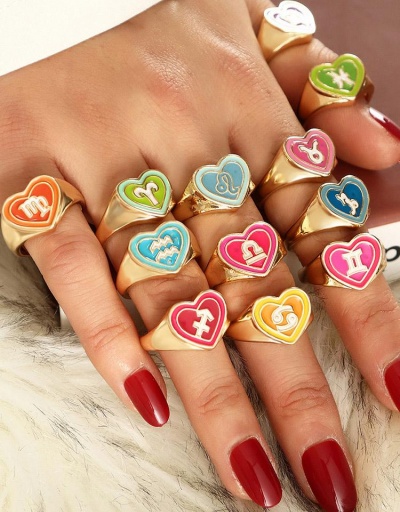 Fashion 12 Constellations Contrast Color Women Ring #795063 $6.16 USD, Wholesale Fashion Ring