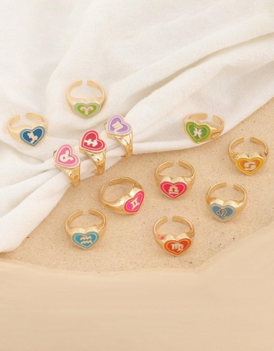 Replica Fashion 12 Constellations Contrast Color Women Ring #795063 $6.16 USD for Wholesale