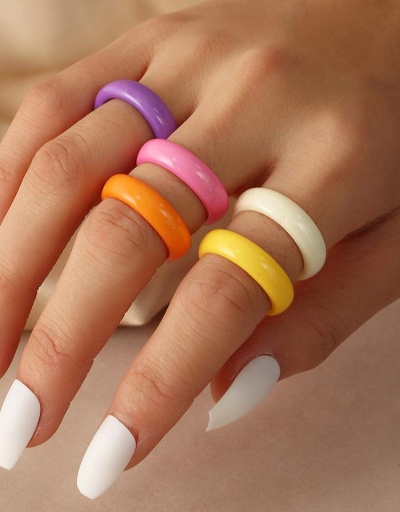 Simple Contrast Color Round Geometric Rings Set #795066 $6.63 USD, Wholesale Fashion Ring