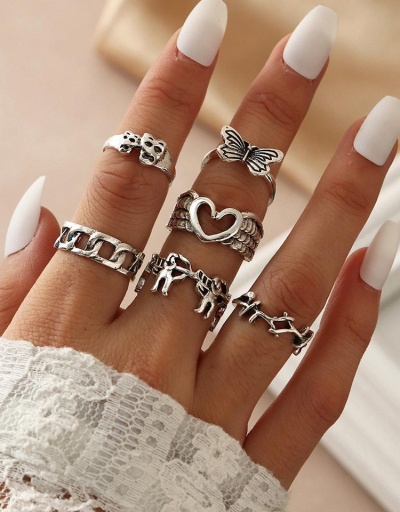 Alloy Material Heart Butterfly Hip Hop Rings Set #795069 $7.62 USD, Wholesale Fashion Ring