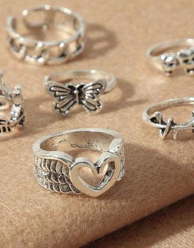 Replica Alloy Material Heart Butterfly Hip Hop Rings Set #795069 $7.62 USD for Wholesale