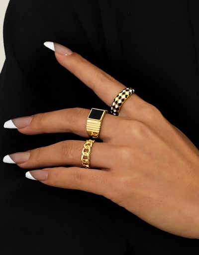 Popular Contrast Color Chain Three Piece Rings Set #795070 $5.72 USD, Wholesale Fashion Ring