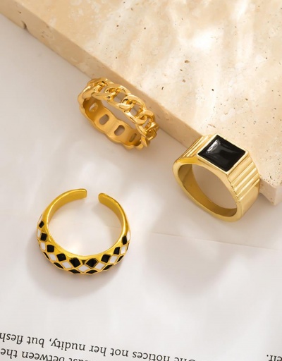 Replica Popular Contrast Color Chain Three Piece Rings Set #795070 $5.72 USD for Wholesale