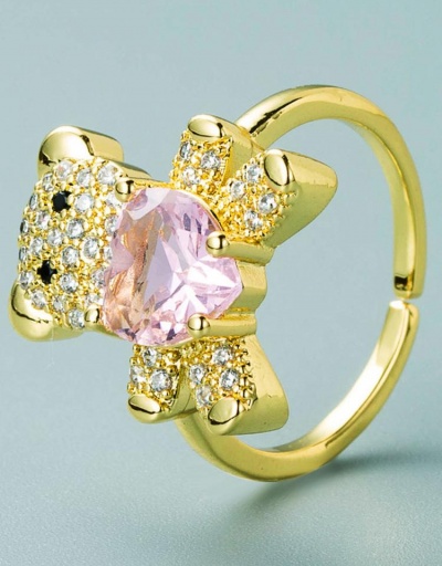 Replica Cute Bear Rhinestone Patchwork Women Ring #795072 $8.22 USD for Wholesale