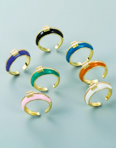 Street Unisex Rhinestone  Copper C-Shape Open Rings #795082 $9.00 USD, Wholesale Fashion Ring