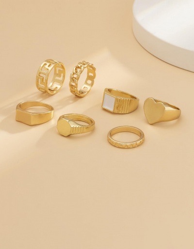 Replica Punk Heart Geometry Hollow Out 7-Piece Rings #795090 $6.58 USD for Wholesale