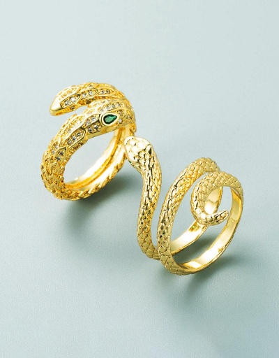 Zircon Green Eye Snake Rhinestone Rings #795097 $7.70 USD, Wholesale Fashion Ring