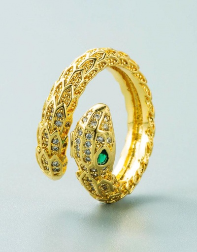 Replica Zircon Green Eye Snake Rhinestone Rings #795097 $7.70 USD for Wholesale