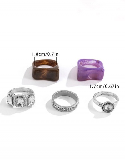 Replica Hip Hop Irregular Square 5-Piece Rings #795109 $6.83 USD for Wholesale