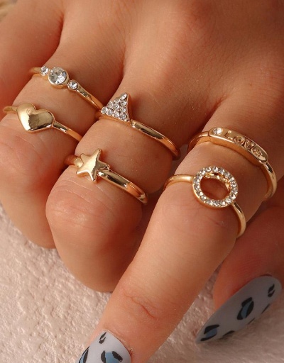 Creative Rhinestone Triangle Heart Geometry Ring Set #795111 $9.44 USD, Wholesale Fashion Ring