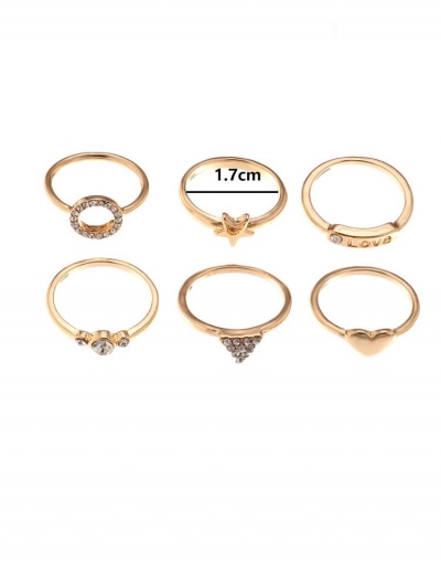 Replica Creative Rhinestone Triangle Heart Geometry Ring Set #795111 $9.44 USD for Wholesale