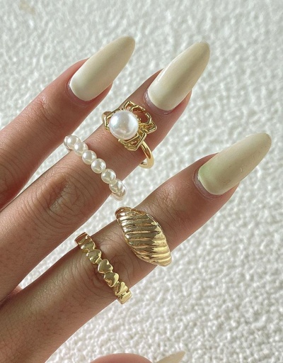 Individual Faux-Pearl Beaded Four-Piece Rings #795112 $5.72 USD, Wholesale Fashion Ring