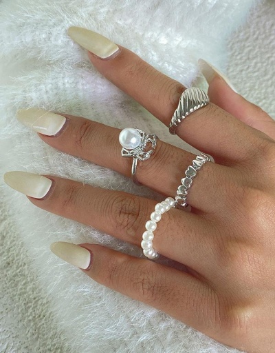 Replica Individual Faux-Pearl Beaded Four-Piece Rings #795112 $5.72 USD for Wholesale