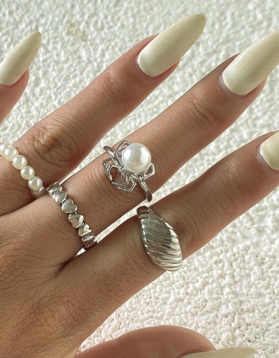 Replica Individual Faux-Pearl Beaded Four-Piece Rings #795112 $5.72 USD for Wholesale