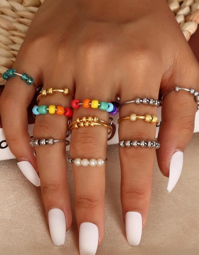 Rainbow Beads Simple Easy Matching Rings #795120 $6.33 USD, Wholesale Fashion Ring