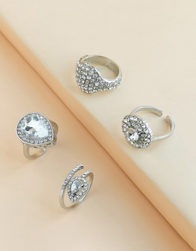 Replica Stylish Full Rhinestone Vintage Four-Piece Rings #795121 $7.18 USD for Wholesale