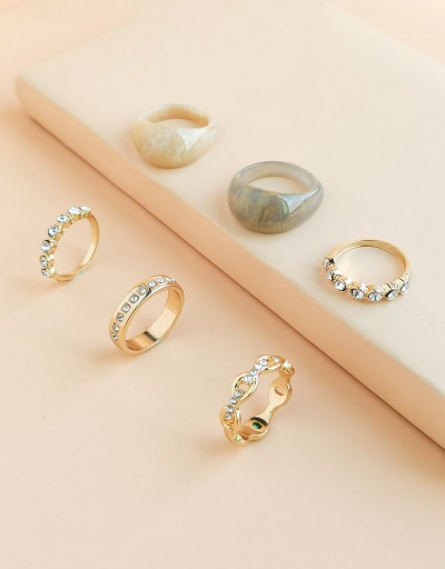 Replica Dressy Rhinestone Acrylic Six-Piece Rings #795122 $6.94 USD for Wholesale