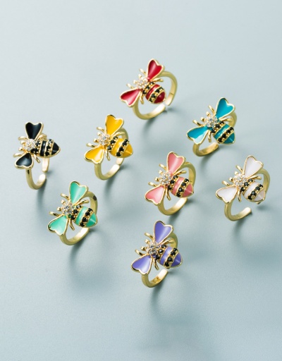 Adorable Colored Bee Rhinestone Open Ring #795124 $9.00 USD, Wholesale Fashion Ring