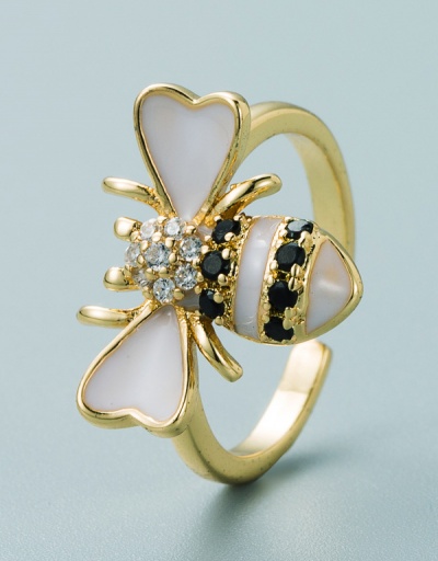 Replica Adorable Colored Bee Rhinestone Open Ring #795124 $9.00 USD for Wholesale