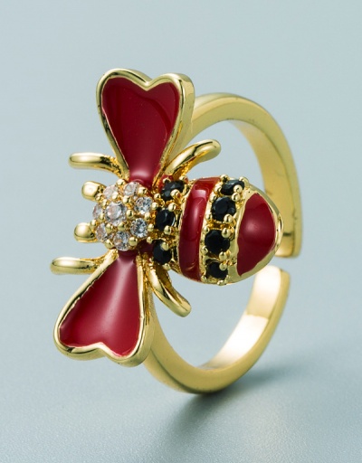 Replica Adorable Colored Bee Rhinestone Open Ring #795124 $9.00 USD for Wholesale