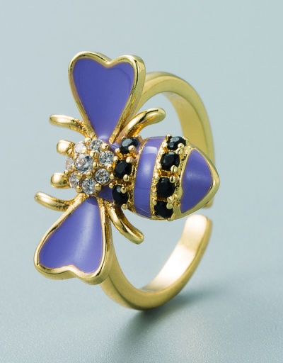 Replica Adorable Colored Bee Rhinestone Open Ring #795124 $9.00 USD for Wholesale