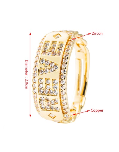 Replica Chic Hip Hop Letter Rhinestone Open Ring #795127 $6.89 USD for Wholesale