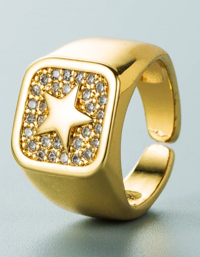 Replica Punk Square Rhinestone Star Couple Rings #795128 $9.44 USD for Wholesale