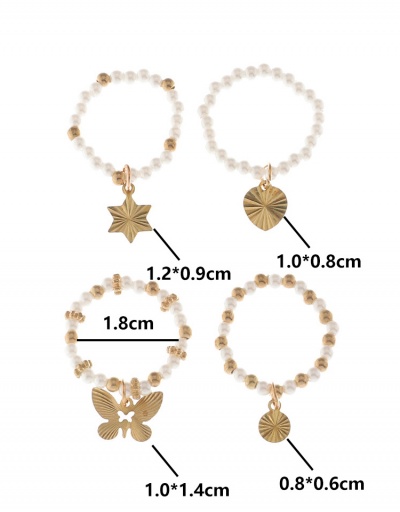 Replica Dressy Maple Leaf Faux-Pearl Butterfly Ring Set #795130 $7.25 USD for Wholesale