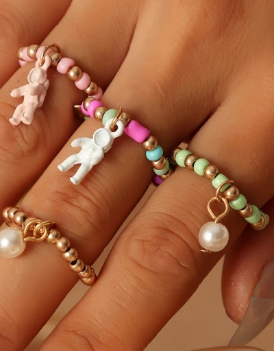 Designer Astronaut Beaded Faux-Pearl Ring Set #795131 $8.12 USD, Wholesale Fashion Ring