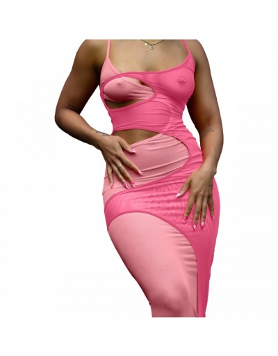 Replica  Sexy Hollowed Out Gauze Sleeveless Maxi Dress Sleeveless V Neck #795148 $26.49 USD for Wholesale