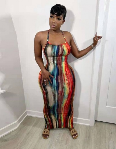 Multicolored Cross Belt Backless Sleeveless Maxi Dresses Sleeveless U Neck #795149 $24.00 USD, Wholesale Fashion Maxi Dresses