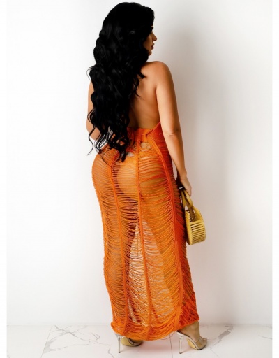 Replica Halter Pure Color See Through Lace Up Long Dress Sleeveless Halter #795167 $28.65 USD for Wholesale