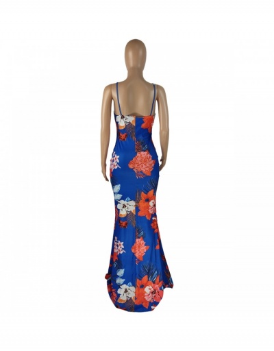 Replica  Backless Lace Up Flower Printing Dress Sleeveless V Neck #795177 $32.16 USD for Wholesale