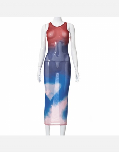 Replica  Tie-dyed See-through Sleeveless Maxi Dress Sleeveless Crew Neck #795192 $19.17 USD for Wholesale