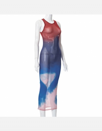 Replica  Tie-dyed See-through Sleeveless Maxi Dress Sleeveless Crew Neck #795192 $19.17 USD for Wholesale