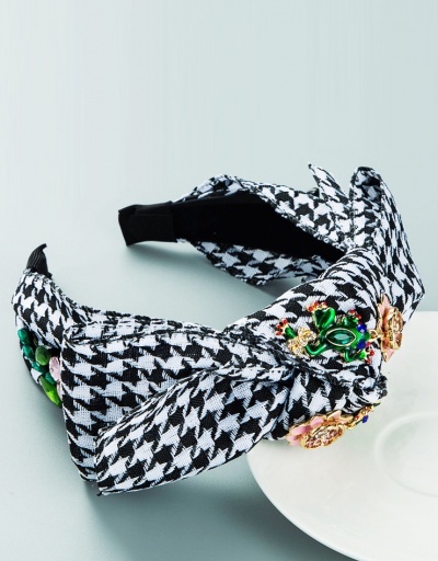 Replica Houndstooth Exaggerated Bow Flower Hair Hoop #795253 $24.89 USD for Wholesale