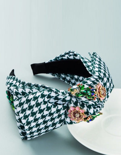 Replica Houndstooth Exaggerated Bow Flower Hair Hoop #795253 $24.89 USD for Wholesale