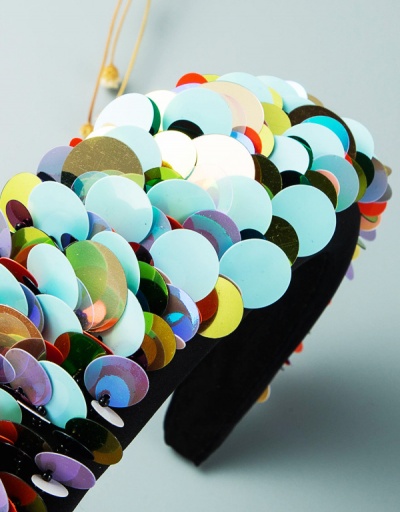 Replica Colorful Sequins Prom Catwalk Sponge Hair Hoop #795254 $22.25 USD for Wholesale