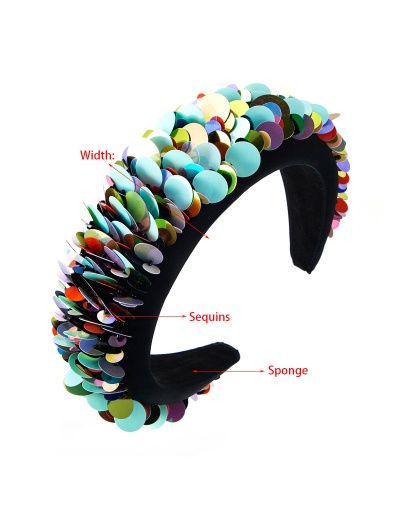 Replica Colorful Sequins Prom Catwalk Sponge Hair Hoop #795254 $22.25 USD for Wholesale