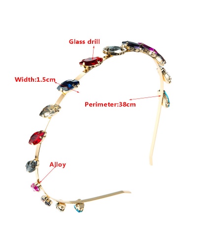 Replica Colored Rhinestone Thin Edge Women Hair Hoop #795290 $8.46 USD for Wholesale