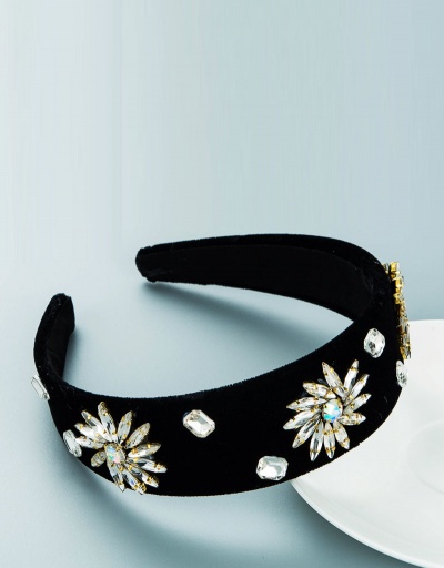 Replica Gorgeous Flower Rhinestone Broadside Cloth Hair Hoop #795292 $13.28 USD for Wholesale