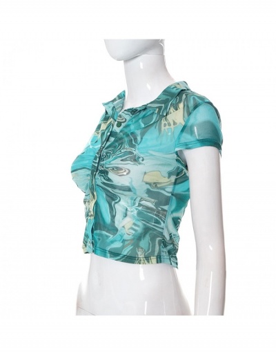 Replica Fitted Summer Button Up Ladies Crop Tops Short Sleeve Turndown Collar #795318 $19.60 USD for Wholesale