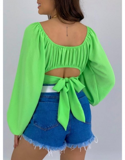 Replica  Summer Pure Color Off Shoulder Puff Sleeve Blouses Long Sleeve Boat Neck #795327 $23.07 USD for Wholesale