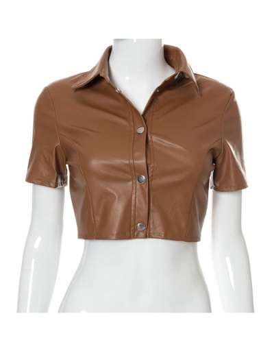 Replica  Casual Pure Color Short Sleeve Women Blouse Short Sleeve Turndown Collar #795330 $19.45 USD for Wholesale