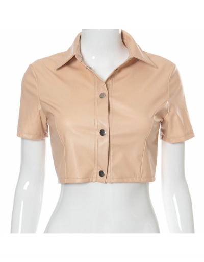 Replica  Casual Pure Color Short Sleeve Women Blouse Short Sleeve Turndown Collar #795330 $19.45 USD for Wholesale