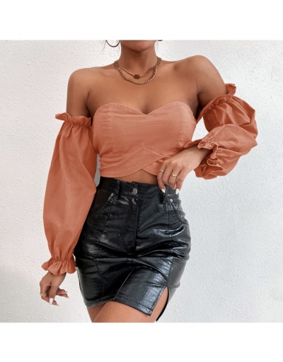 Replica Trendy Sexy Solid Off Shoulder Puff Sleeve Backless Ruffled Blouses Long Sleeve Sweetheart Neck #795340 $19.80 USD for Wholesale